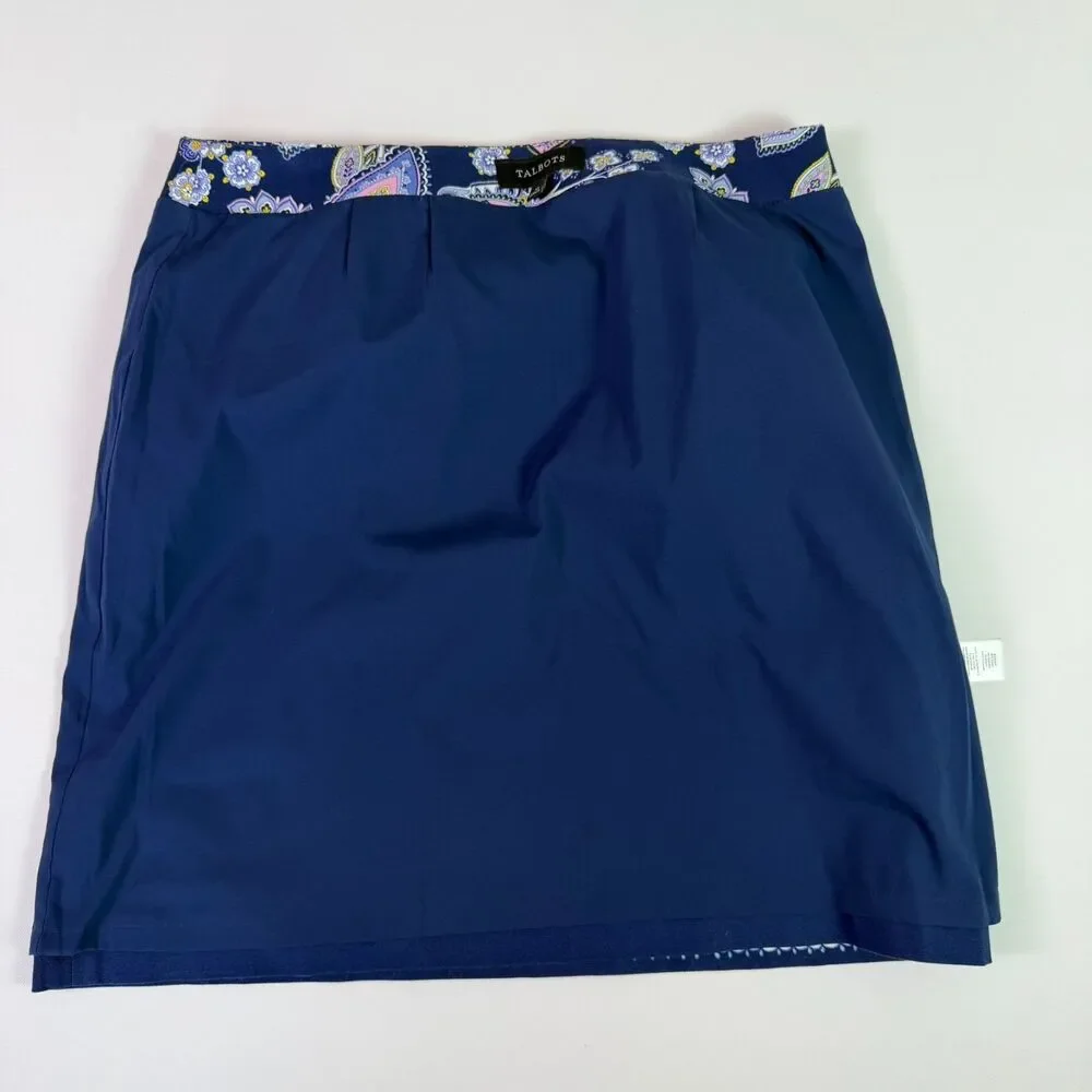 Talbots Paisley Canvas A-Line Skirt Navy Women's 10 Business Casual Coastal Boho - Picture 5 of 12